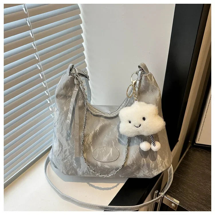 New Summer Chain Commuting Bag, Casual Student Soft Face Large Capacity Bag for Women, Fashion Single Shoulder Crossbody Bags