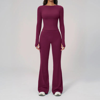 Yoga Set 2PCS Women Tracksuit Sportswear Workout Clothes Athletic Wear Gym Clothing Legging Fitness Top Long Sleeve Sports Suits