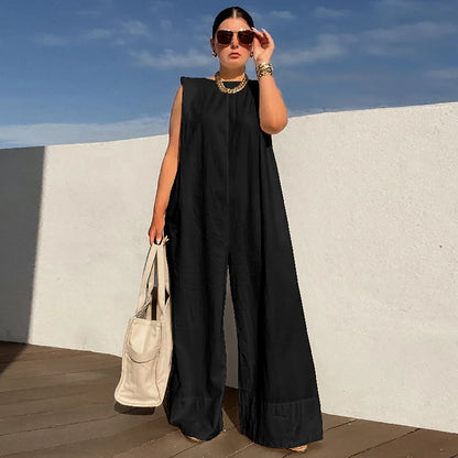 Yeezzi Solid Color Sleeveless Wide Leg Overalls Summer Fashion Female Loose Black White Casual Cool Jumpsuits For Women 2025 New