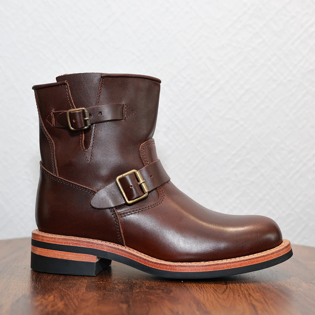 American Casual Engineer Boots Motorcycle Boots Men's Leather Outdoor Boots Goodyear Craftsmanship