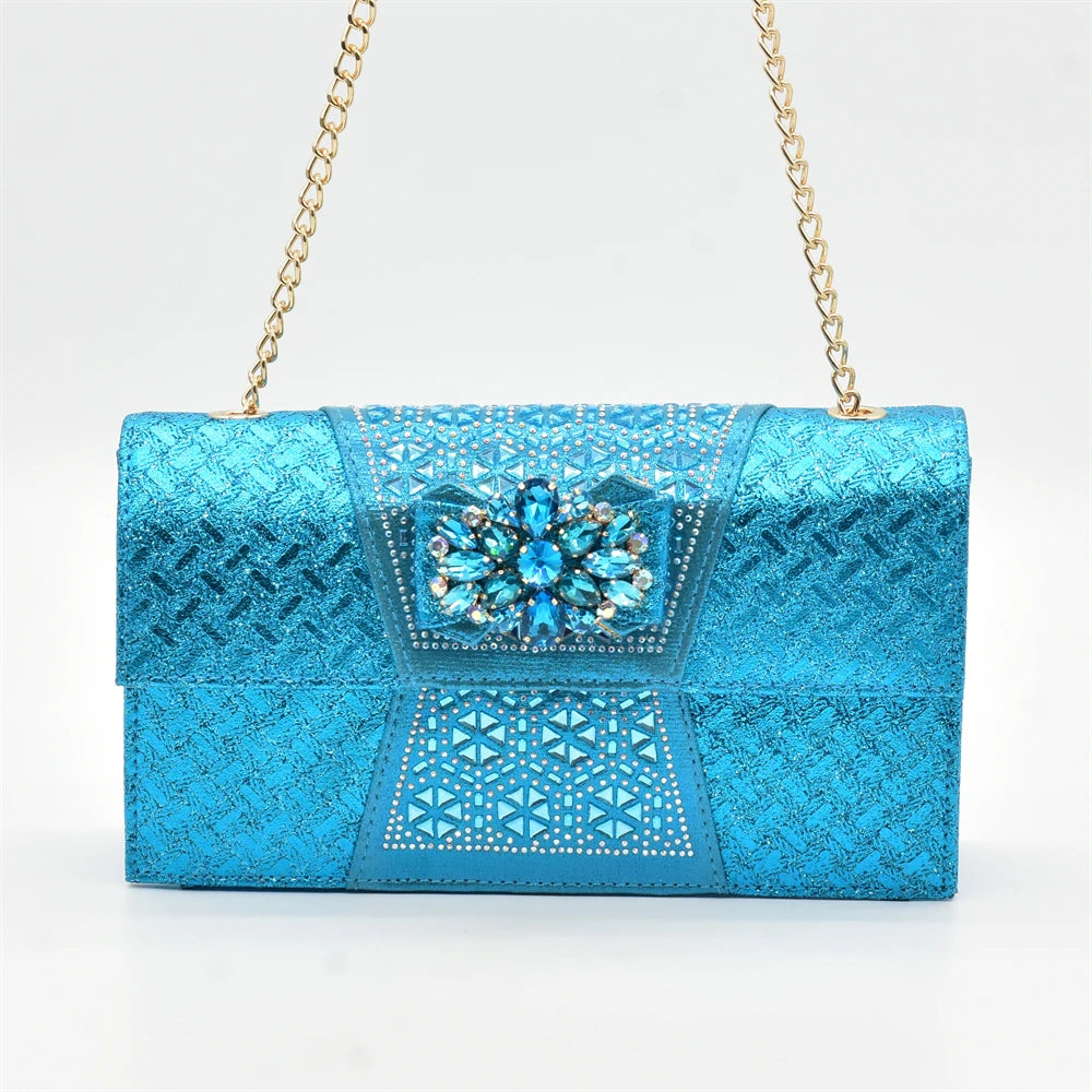 New Design Women Shoes and Bags To Match Set Nigeria Party Italian Shoe and Bag Set for Party in Women Rhinestone Women Pumps