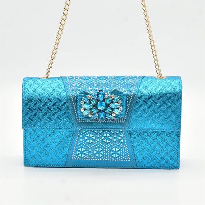 New Design Women Shoes and Bags To Match Set Nigeria Party Italian Shoe and Bag Set for Party in Women Rhinestone Women Pumps