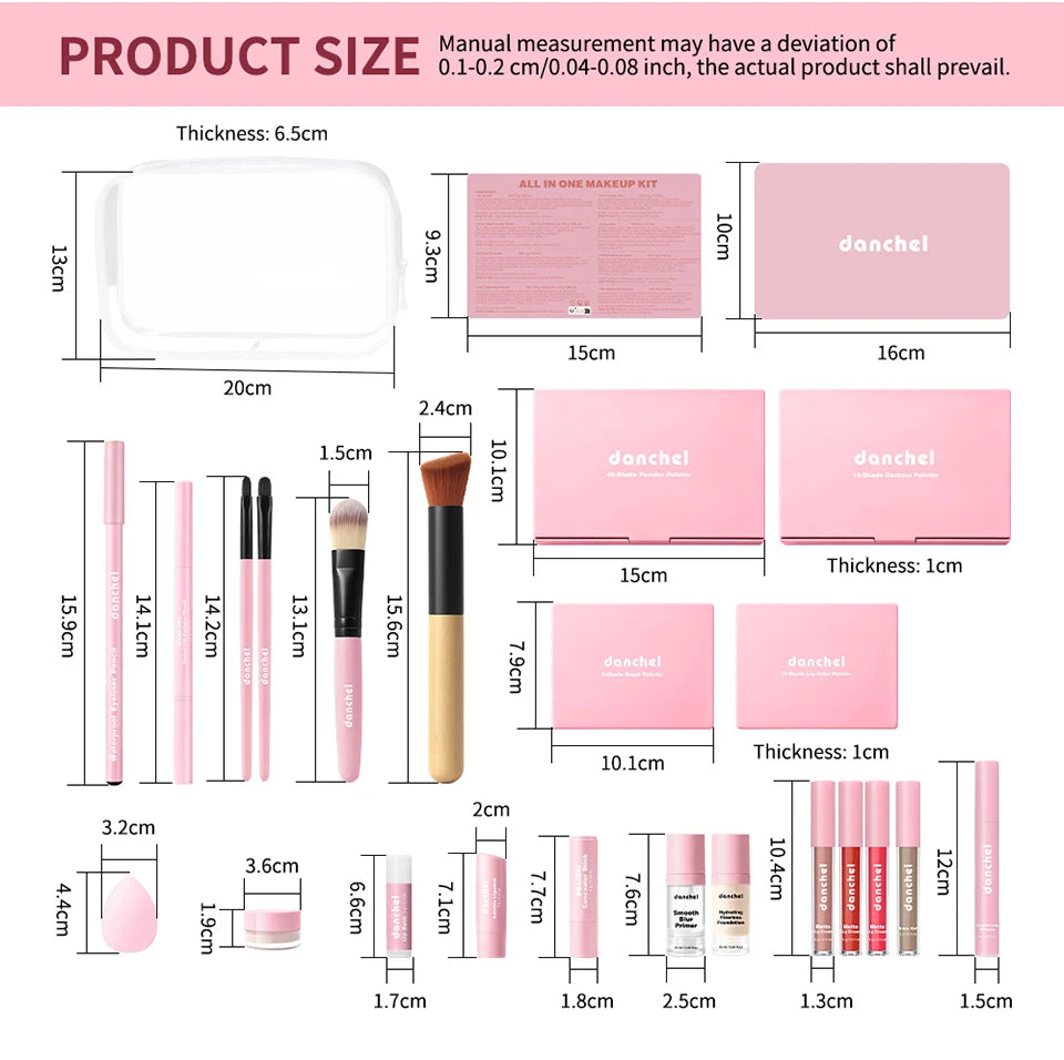 All In One Makeup Set Gathering All Cosmetic Including Base Makeup, Concealer, Contour ,Powder Blusher, Eyebrow Eye, Lip Makeup