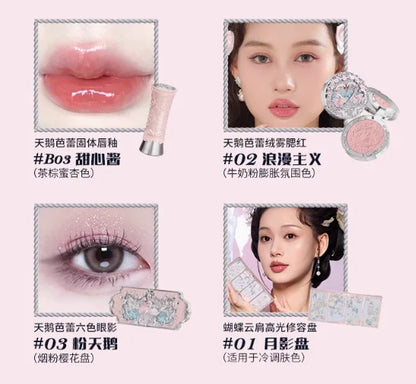 Flower Knowledge Swan Ballet Eyeshadow Lip Glaze Angel Lipstick Midsummer Night Blush Grooming Plate Set