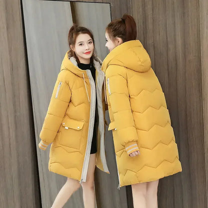 Winter Women Jacket Coats Long Parkas Female Down Cotton Hooded Overcoat Thick Warm Jackets Windproof Casual Student Coat 2026