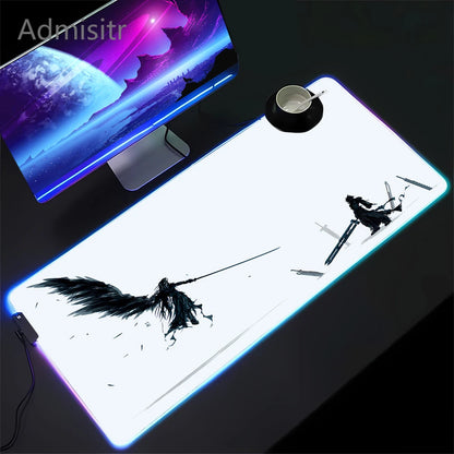 RGB Gaming Mousepad Space Mouse Mats LED Large Gamer Mousepads Keyboard Pads Luminous Desk Mat Final Fantasy Mouse Pad Backlit