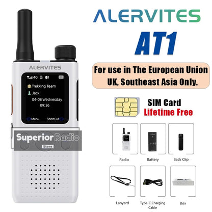 1/2/3PCS ALERVITES PoC AT1 Global Walkie Talkie Baofeng Radio 4G LTE Unlimited Distance US/EU Version OLA APP USB-C Ultra-light