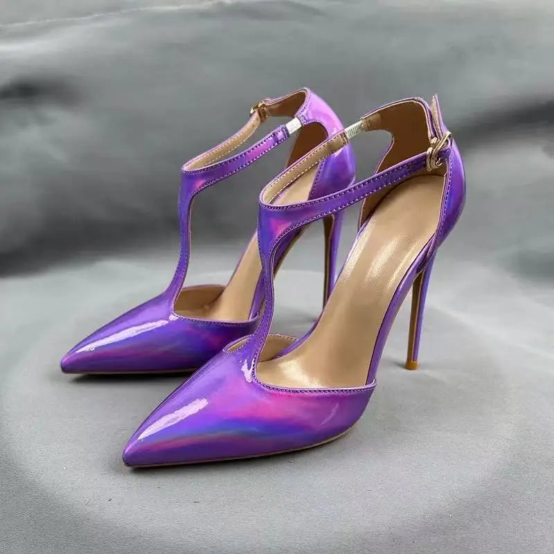 Purple Sandals With Heels For Woman Luxury Party Elegant Dress Shoes Summer Pointy Toe Sexy Sandals Lady 8CM 10CM 12CM Stilettos