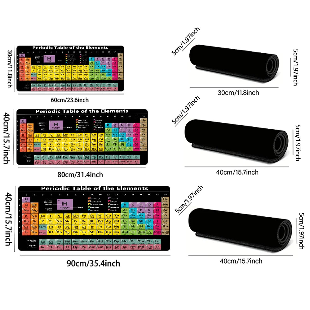 Periodic Table Mouse Pad Color Gaming Mousepad Offices Accessories Laptop Office Rubber Non-Slip Rubber Stitched Edge Deskpad