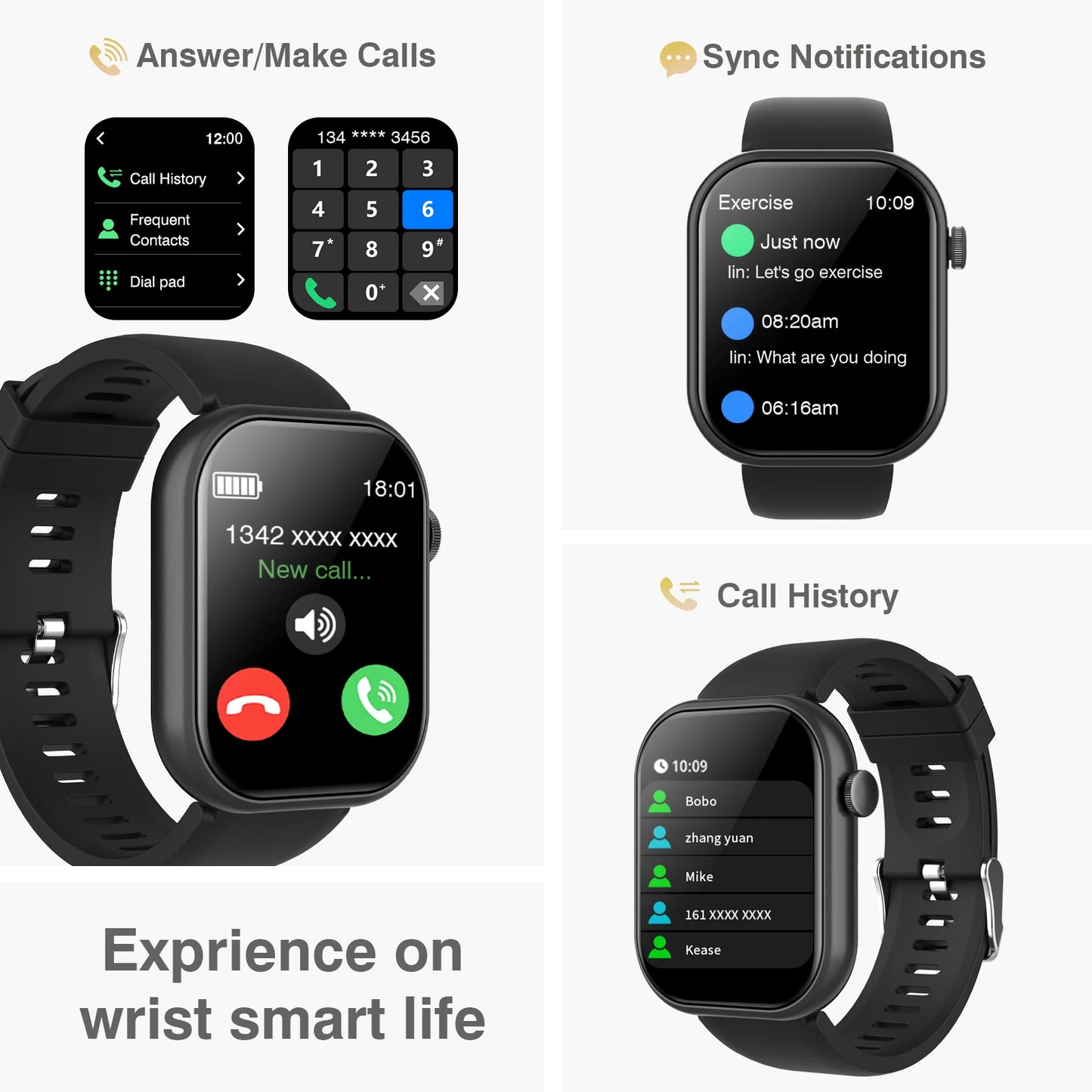 Unisex Multifunctional Smart Watch - 2.01" HD Screen, Wireless Call, Camera Control, Music Adjustment, Sports Functions, Custom