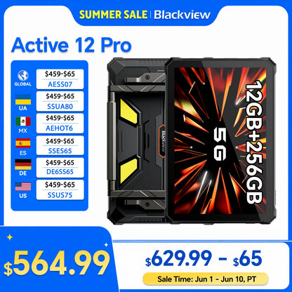 World Premiere Blackview Active 12 Pro Rugged Projector Tablet 11'' Pad Android 15 16GB 1TB 30000mAh Dimensity 7300 Tablet Phone