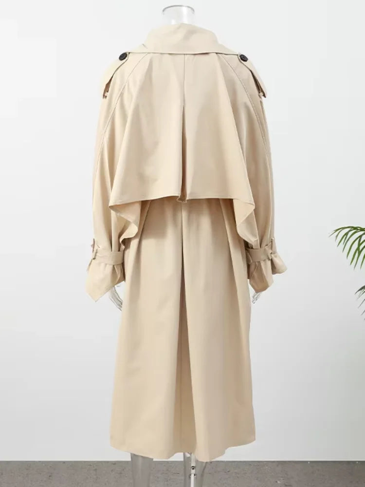Black Stand Collar Trench Coat Women Casual Long Sleeve Single-breasted Loose Windbreaker 2026 Lady Autumn High Street Outwear