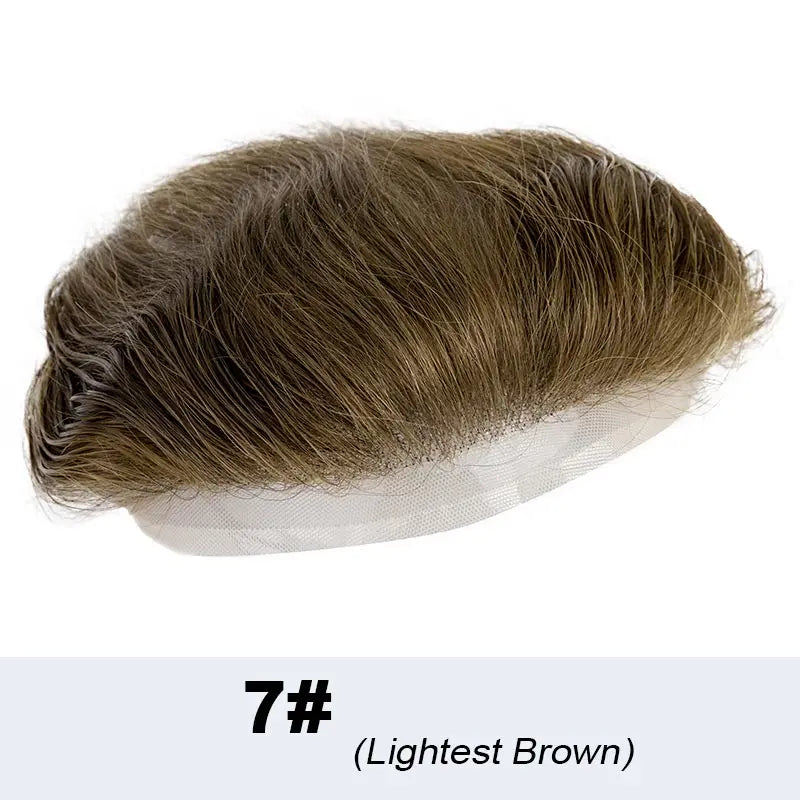 Full Lace V Style Shape Men's Front Hairline Natural Hairpiece Male Forehead Hairline Lace Pu Frontal Hair Patch For Men Blonde