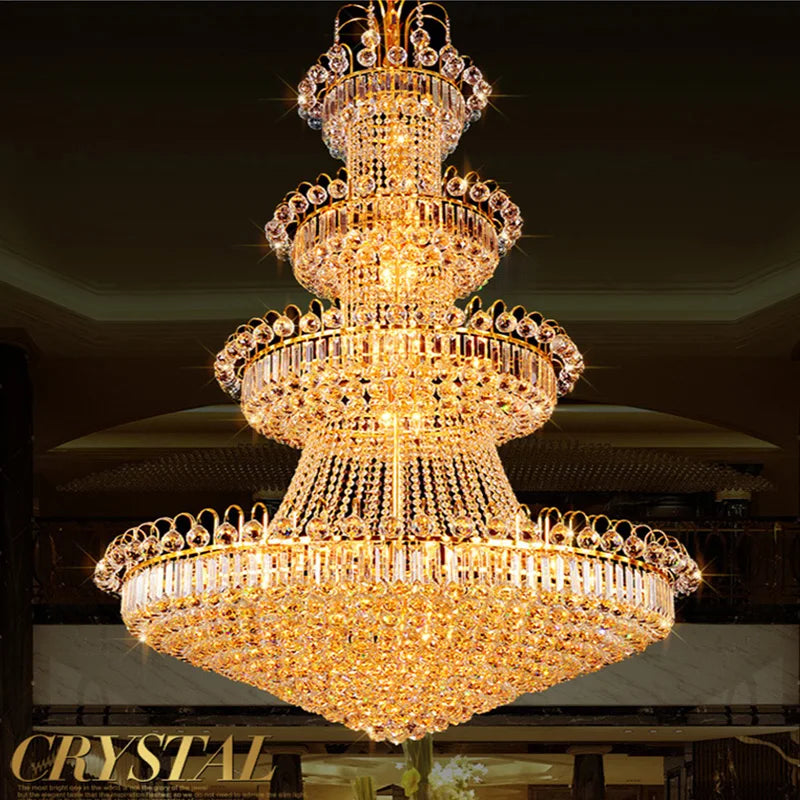 Luxury Crystal Chandeliers Villa Loft Living Room Decorate Lighting Chandelier Ceiling Lights Hotel Pendant Light Indoor Fixture
