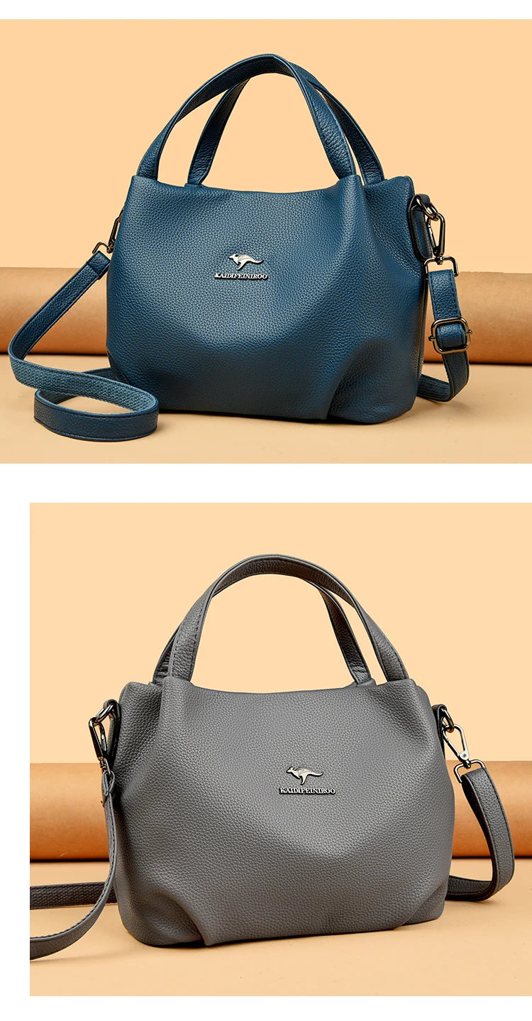 Genuine Soft PU Leather Handbags for Women Vintage Shoulder Tote Bag Luxury Designer Ladies Large Capacity Purse Bags Sac A Main