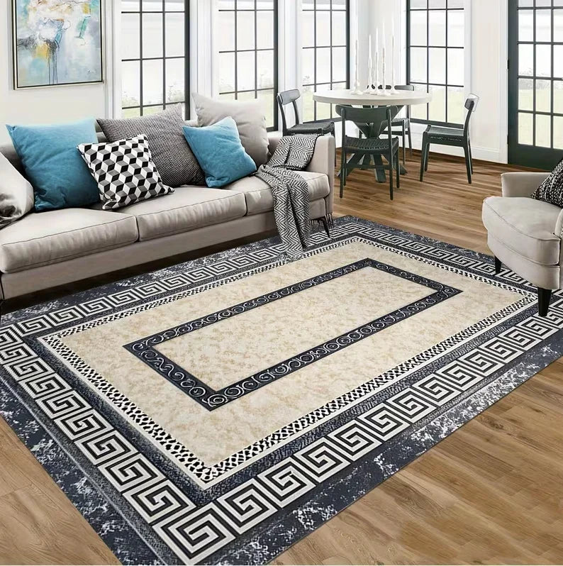Simple Geometric Carpet with Retro Style and Perfect for High Flow Areas Such As Living Rooms Bedrooms Kitchens Etc Mats