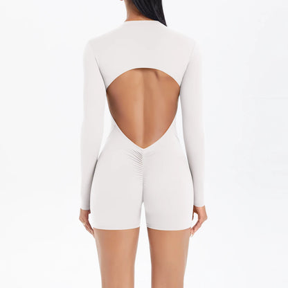 Women's Sports Shapewear Women Zipper Short Sleeve One Piece Gym Suit Breathable Quick Drying Sports Yoga Clothing Bodysuit