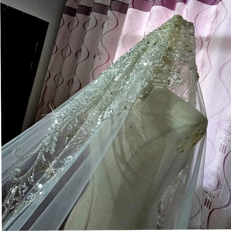 Luminous diamond sequins cathedral 3 meters wide veil bridal wedding accessories real with hair comb luxury veil custommade veil