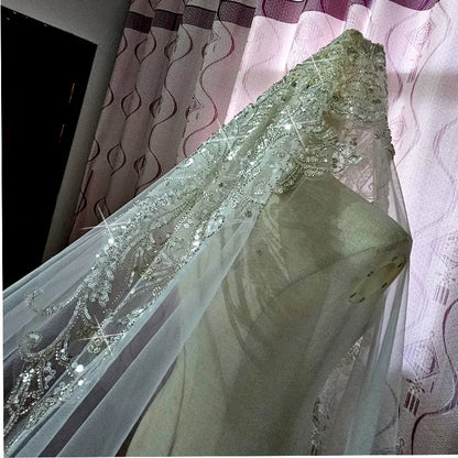 Luminous diamond sequins cathedral 3 meters wide veil bridal wedding accessories real with hair comb luxury veil custommade veil