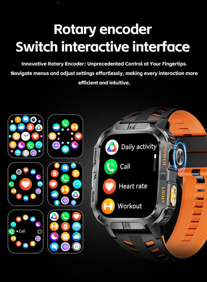 New Outdoor Military Men Smartwatch Equipped With GPS Sports LED Lighting, Compass, Wireless Communication IP68 Waterproof Watch