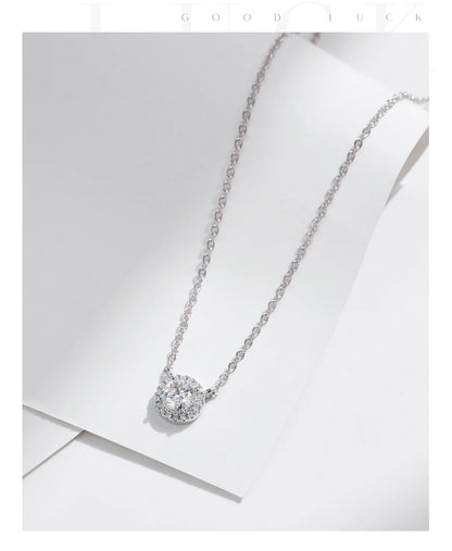 MODIAN Square & Round Halo Moissanite 925 Sterling Silver Pendant Necklace D Color VVS1 Lab Diamond Necklace For Women Jewelry