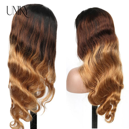 Body Wave 13x4 Lace Front Ombre Wig Human Hair Wig For Women Brazilian Blonde 1b/4/27/30 Lace Frontal Wig On Sale Clearance