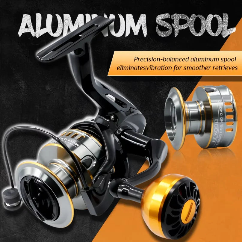 Rooblinos HE Spinning Reels Ultralight Metal 5.2:1 Gear Ratio 1000-7000 Saltwater Or Freshwater Big Max Drag Fishing Reels