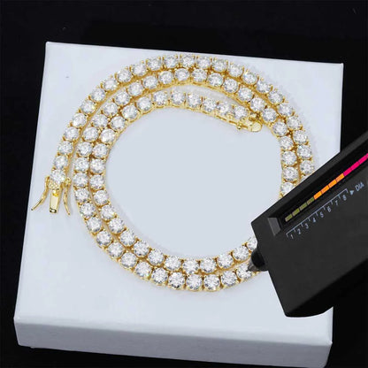 NUOYA Hip Hop Moissanite Tennis Necklace Ice Out VVS1 Diamond Chain Sparkling Jewelry Luxury Gifts for Men and Women