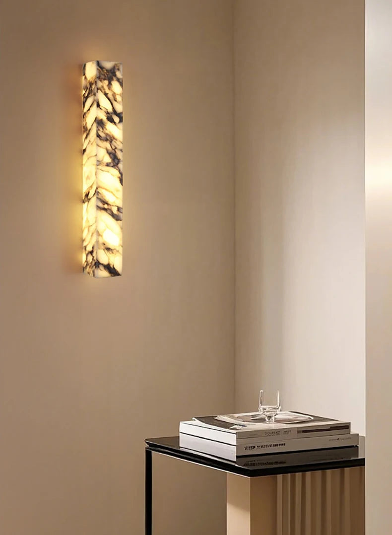 Cuboid Natural Marble Wall Lamp Art Design Dimmable Indoor Parlor Bedroom Stairs Bathroom Lighting