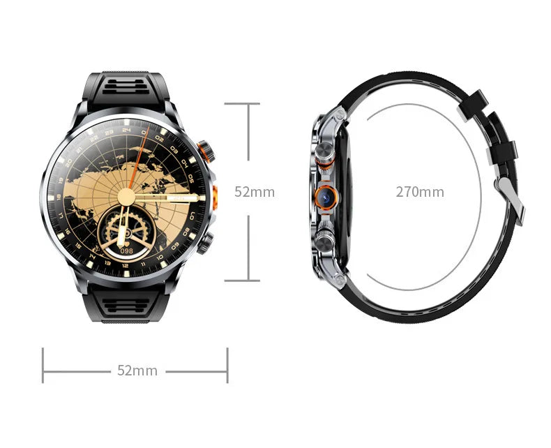 4G Network Smart Watch Google Play Maps 1.95-inch 3D SIM Card Download APP Camera GPS WIFI NFC Call Android Men Women Smartwatch