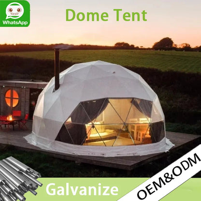 Luxury Geodesic Dome Tent Kit, PVC Canvas Steel Frame Igloo House, Outdoor Glamping Hotel Tent for Resort Garden