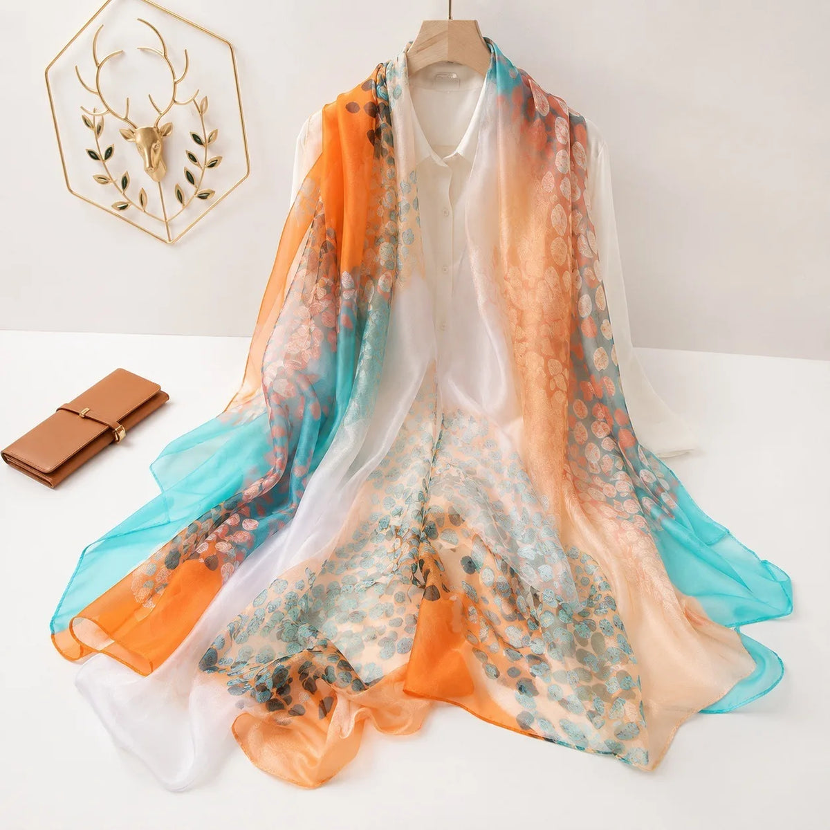 130*180cm Fashion Spring Summer Women Floral Printing Beach Silk Scarf Shawls Female Long Wraps Beach Sunscreen Hijab Lady