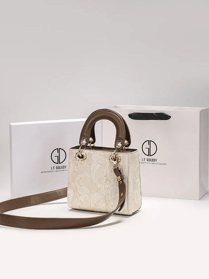 Luxury and Versatile Handheld Square Bag with Delicate Embroidery and High Quality Metal Pendant Women New Fashion Crossbody Bag