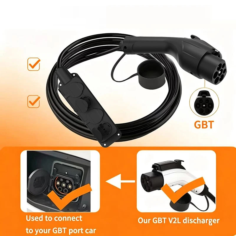 Outdoor Electricity V2L Discharger GBT 4KW EV Discharger EU socket For BYD MG Geely Jaecoo ZEEKR XPENG Renault NAMMI EU
