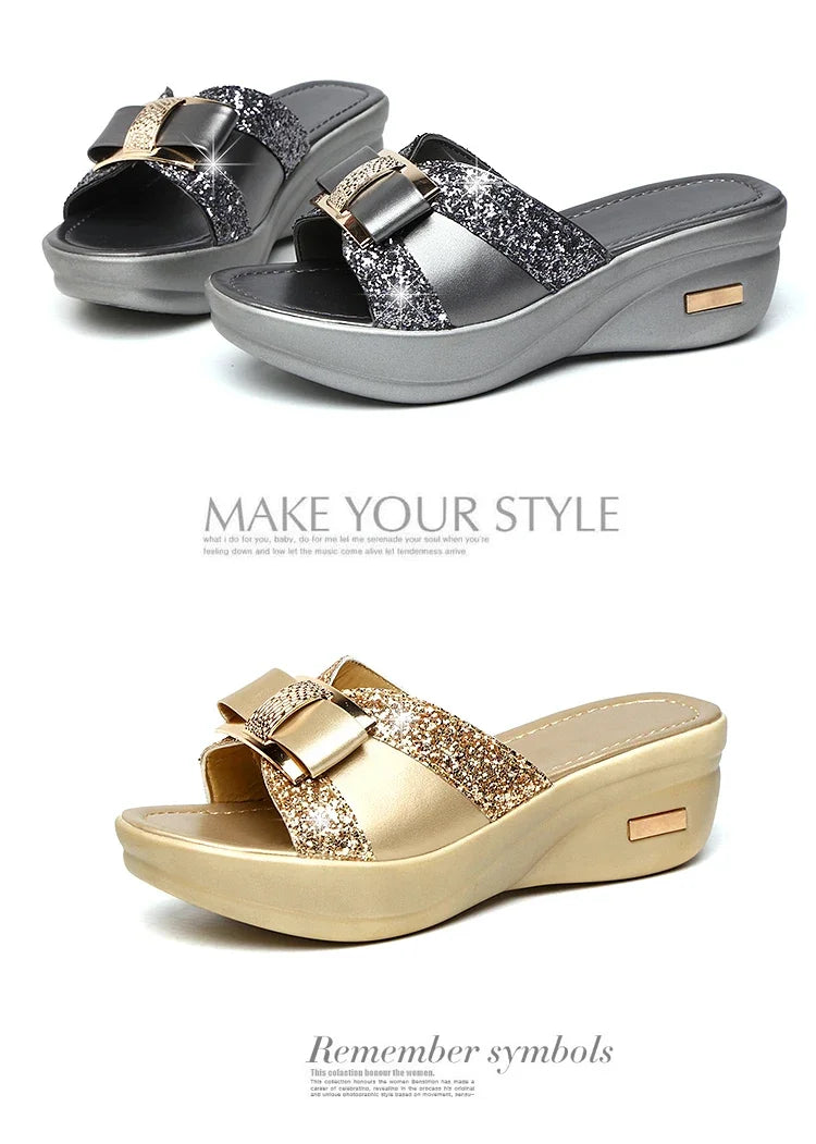 2024 Summer Women's Open Toe Casual Slippers Women Fashion Platform High Heel Female Slides Shoes Comfortable Wedge Sandals