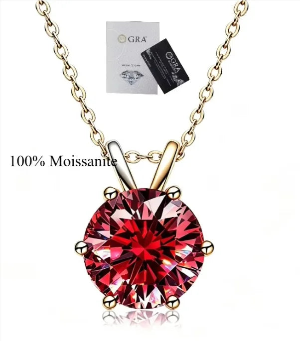 Maple leaf red moissanite necklace,simple and luxurious, classic six claw pendant,collarbone chain accessory,hot selling product