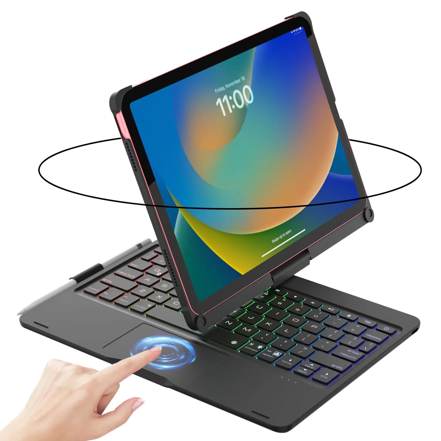 Backlit Keyboard Case with Trackpad & 360° Swivel for iPad 10th/11th Gen (A16), iPad Air 4th/5th Gen, and iPad Pro 11 (All Model
