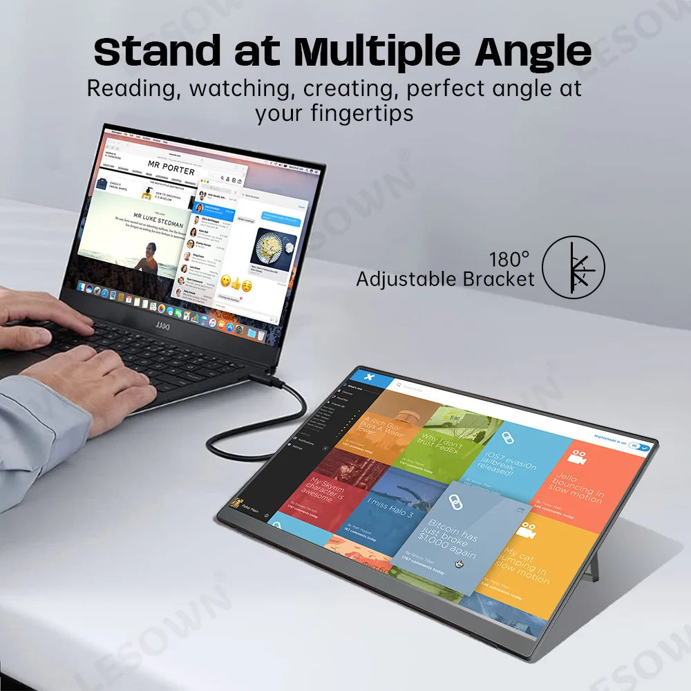 LESOWN 15.6 inch 4K Touchscreen Portable Monitor 1080P IPS USB-C HDMI Gaming Extended Display for Second Screen PS4/ 5 Switch