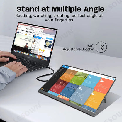 LESOWN 15.6 inch 4K Touchscreen Portable Monitor 1080P IPS USB-C HDMI Gaming Extended Display for Second Screen PS4/ 5 Switch