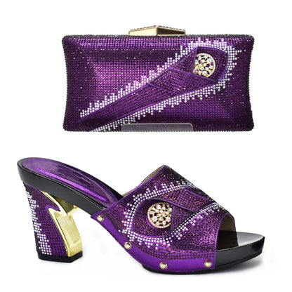 New African Shoes and Bag Set for Party Italian Italian Shoe and Bag Set for Party In Women Summer High Heeled Shoes for Women