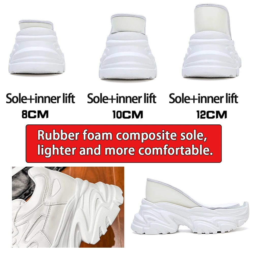 ZJR 14cm Chunky Sneakers for Women Super Increasing Women Shoe High Quality Real Leather Shoes Lightweight Platform Shoes 8-14cm
