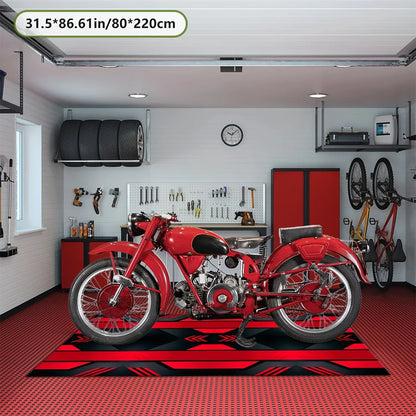 VIKAMA Stylish Motorcycle Display Rug: Non-Slip, Durable Motorcycle Parking Mat for Hallways and Corridors—Home Decor