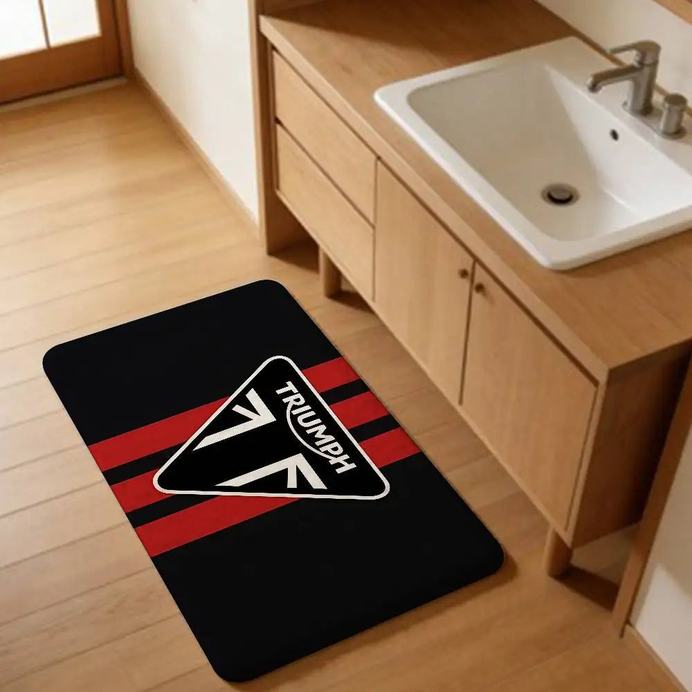 T-Triumph Motorcycle Logo Room Mats Retro Multiple Choice Living Room Kitchen Rug Non-Slip Welcome Rug