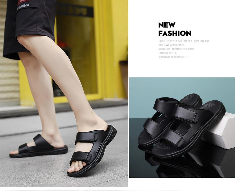 Men Slippers Shoes Solid Color Slip On Casual Beach Slides Mens Thick Sole Anti Slip Shoes for Men 2024 Summer Fashion Sandals