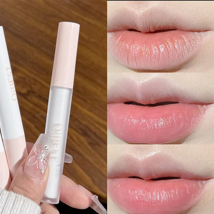 QIBEST 6Pcs/Box Matte Lipstick Sets And Mirror Watery Lip Glaze Lasting Lip Makeup Sets Moisturizing Lipgloss Necklace Gift