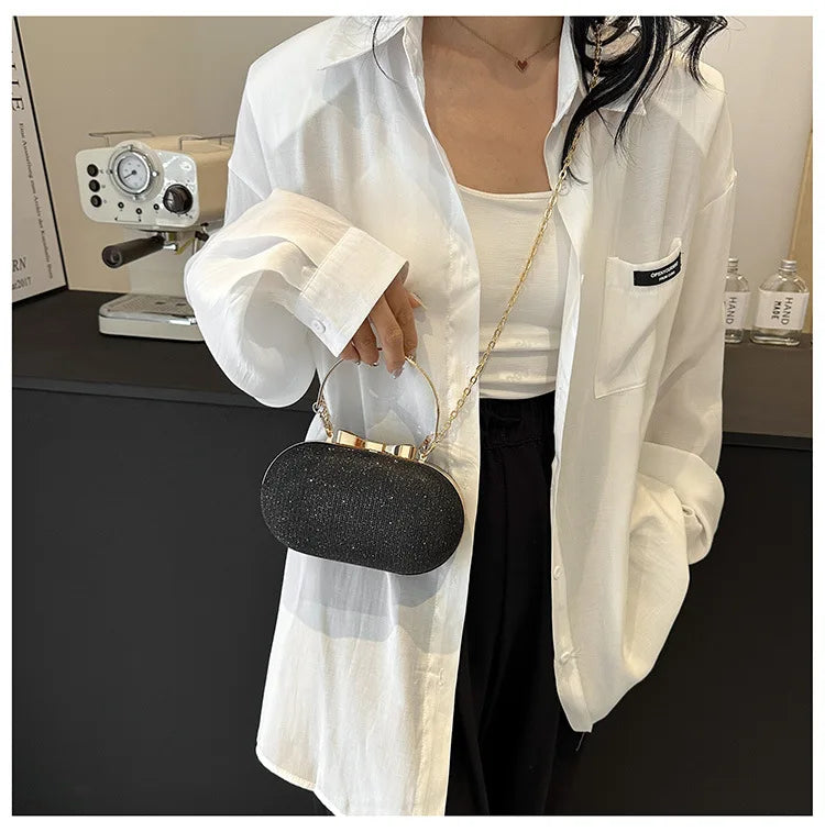 Luxury Sequined Hand-held Dinner Bag, Elegant Style Bag, High-end Chain Single-shoulder Crossbody Bag, Handbag for Wedding Party