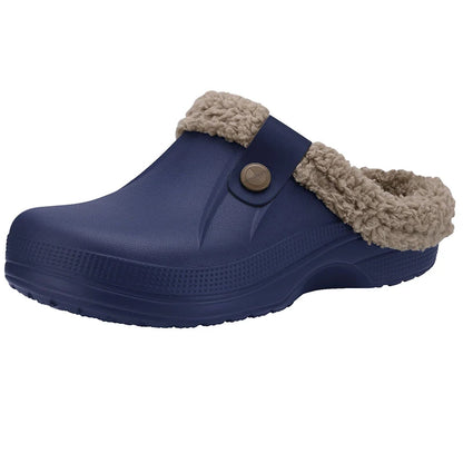 Smile Winter Fuzzy Slippers for Women Men Indoor Outdoor Fur Lined Clogs Waterproof Warm House Slippers Garden Clogs Light Shoes