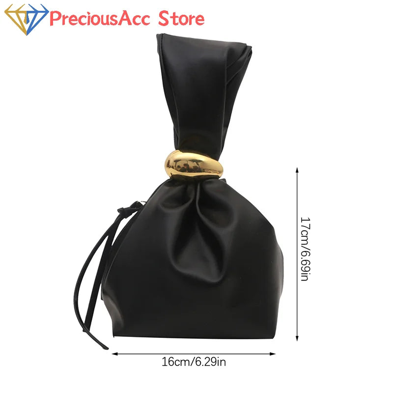 Mini PU Leahter Underarm Pleated Cloud Bag For Women 2025 Fashion Designer Female Retro Bucket Shoulder Bag Handbags And Purses