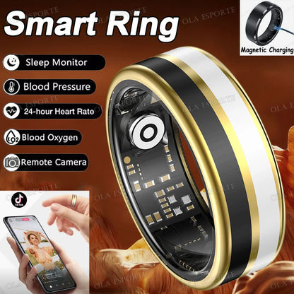 2026 Smart Ring Blood Oxygen Heart Rate Sleep Monitoring Smart Ring IP68 & 5ATM Waterproof Multi-sport Modes Smartring Man Women
