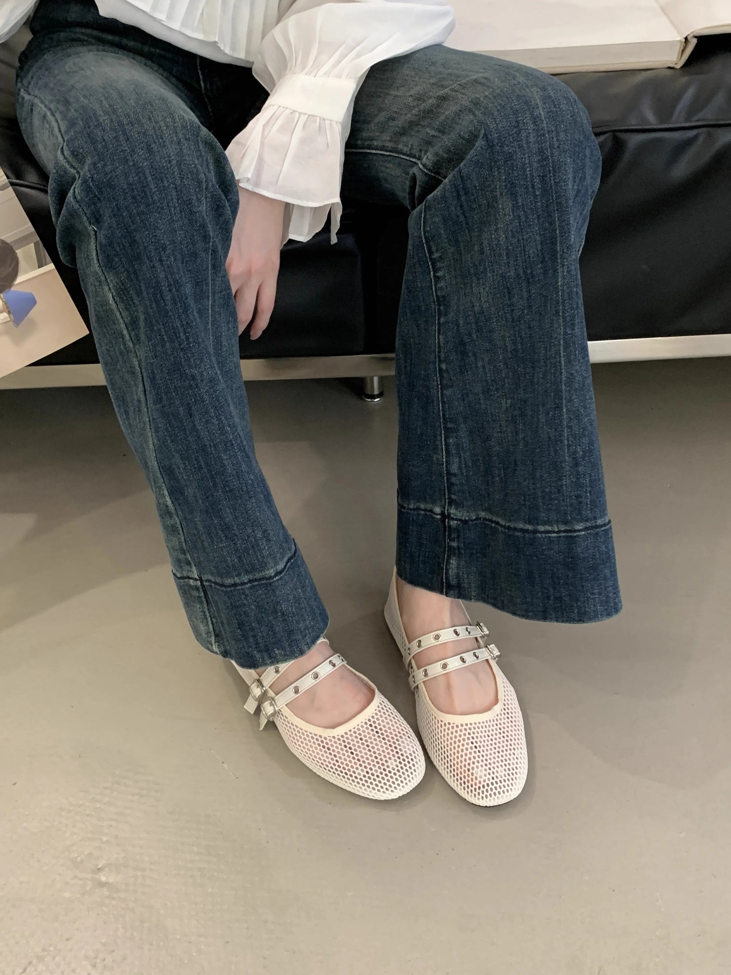 Women New Luxury Brand Hollow Ballet Flats Comfort Soft Soled Dance Shoe Sandals Flat Shoes Mules Loafers Designer Mesh
